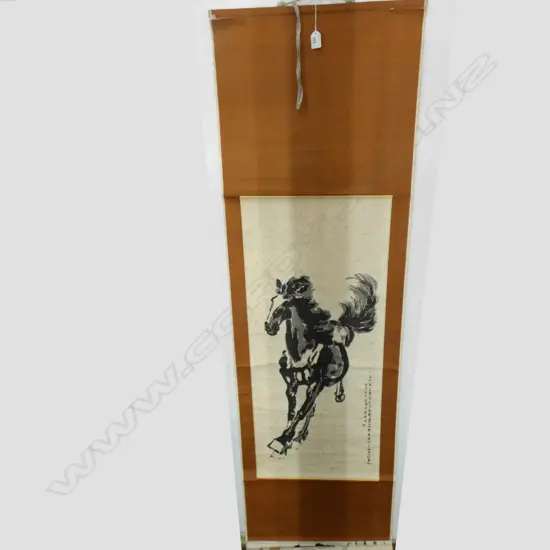 CHINESE SCROLL PAINTING OF HORSE  (900x 400 mm)