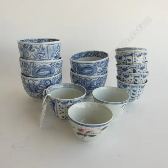 5+5+3 JAPANESE WINE CUPS / TEA BOWLS., SOME FAULTS