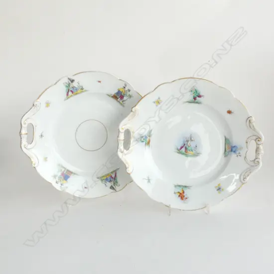 TWO VICTORIAN CHINOISERIE  2 HANDLE PLATES 290 X 280MM