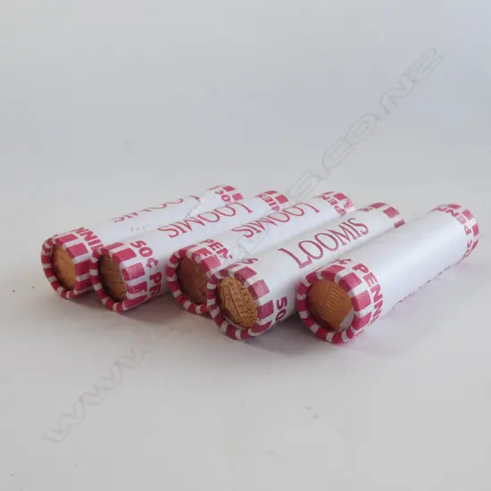 5X 'LOOMIS' BOUND ROLLS OF 50 USA 1c PCES 