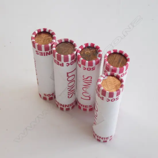 5X 'LOOMIS' BOUND ROLLS OF 50 USA 1c PCES 