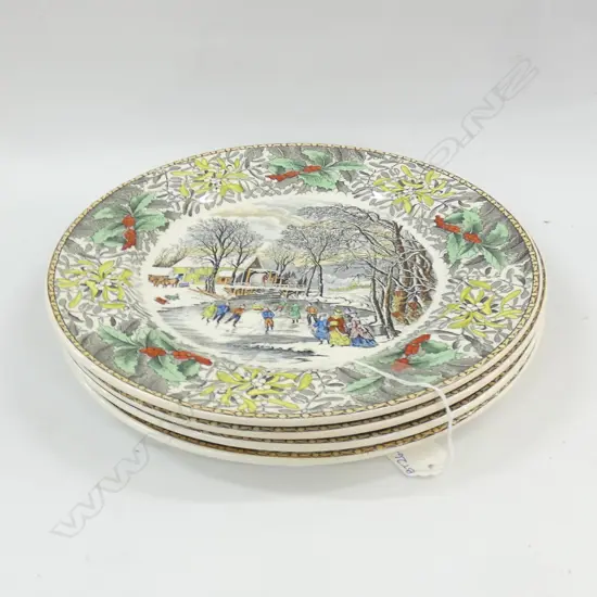 4 ASST ADAMS WINTER SCENE PLATES DIA 265MM