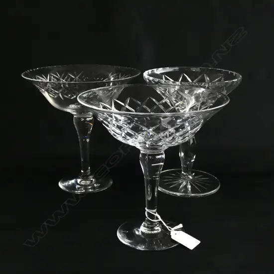 THREE ASST CRYSTAL FOOTED CANDY DISHES; 1 WEBB & CORBET A/F DIA 178MM