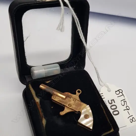 MINIATURE GUN AND BULLET MOTHER OF PEARL HANDLE