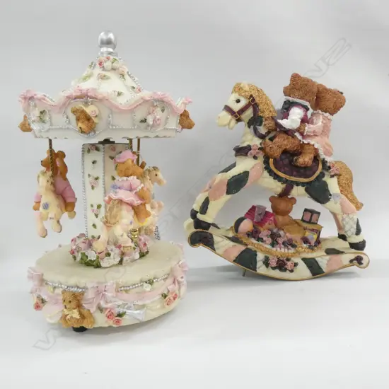 2 REGENCY FINE ARTS MUSICAL FIGURES; ROCKING HORSE & MERRY GO ROUND H. 280MM