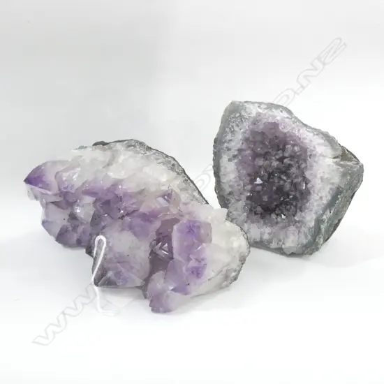 2 PURPLE AMETHYST CRYSTALS W.180mm