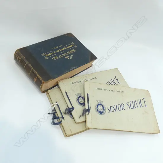 2 ALBUMS; 'VISIT OF MEMBERS OF NZ LEGISLATURE TO COOK & OTHER ISLANDS 1903' + SENIOR SERVICE CIGARETTE CARDS 