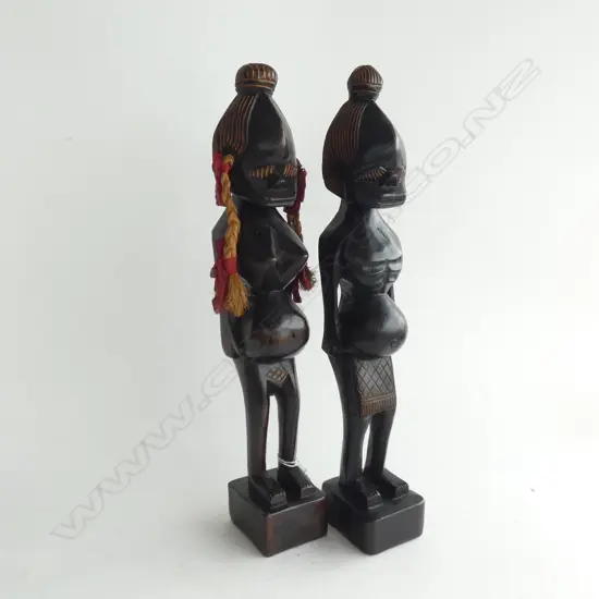 TWO HAND CARVED WOODEN AFRICAN FERTILITY  FIGURES C1960'S (?) H 455MM