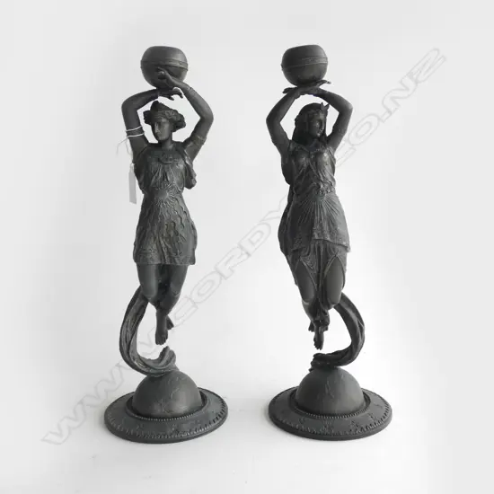 PR VICTORIAN SPELTER FIGURAL CANDLESTICKS H.375mm