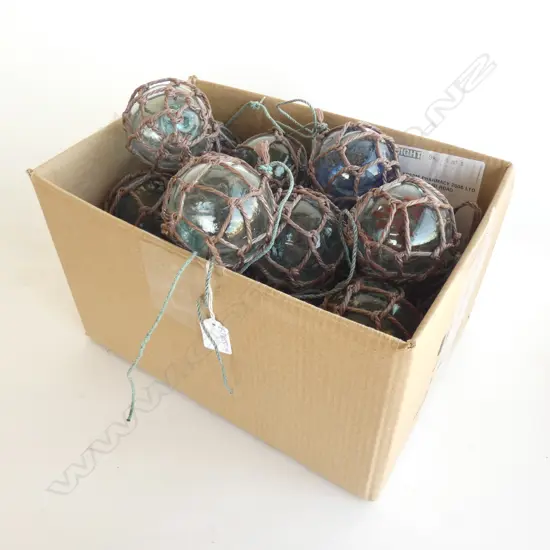 22 SM VINTAGE GLASS FISHING FLOATS WITH NETS