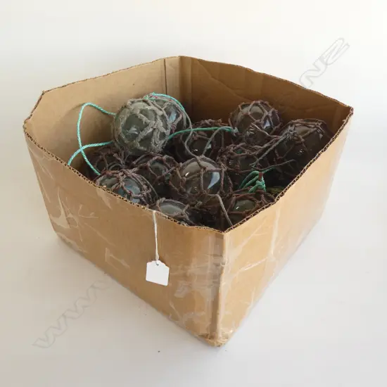 22 SM VINTAGE GLASS FISHING FLOATS WITH NETS