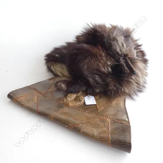 SNAKE SKIN CLUTCH BAG & FOX FUR STOLE WITH HEAD