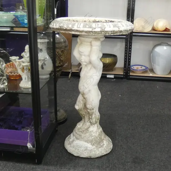 VINTAGE CONCRETE BIRD BATH H.730mm
