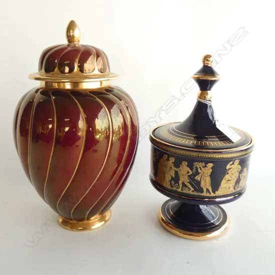 CARLTON WARE ROUGE ROYALE LIDDED GINGER JAR + OTHER