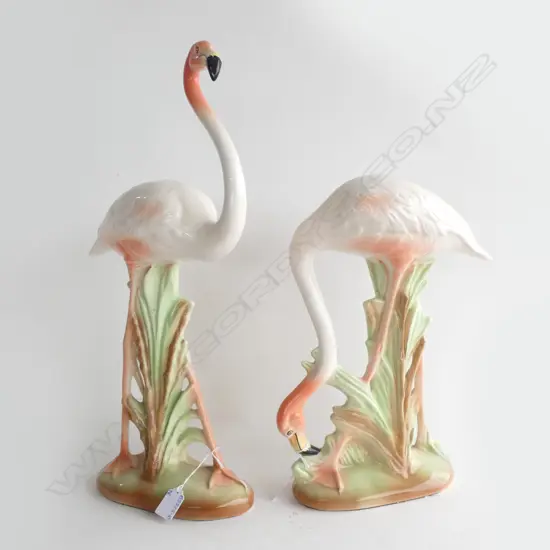 PR ART DECO STYLE VINTAGE CERAMIC FLAMINGO...POSSIBLY JAPANESE TALLEST H. 525MM