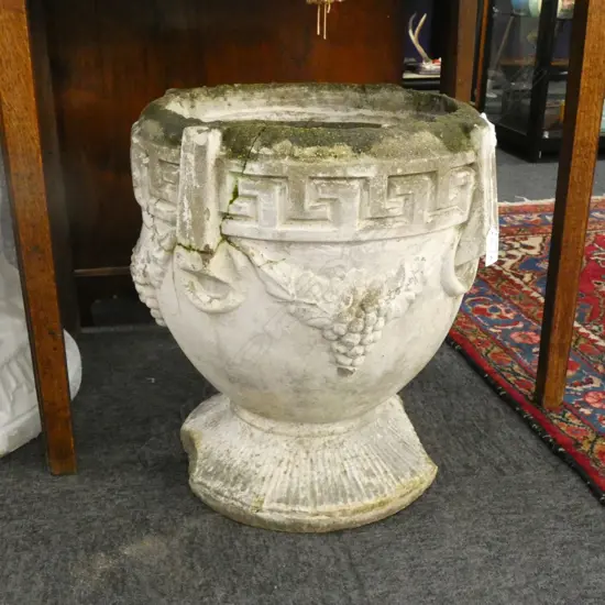 RUSTIC VINTAGE CONCRETE GARDEN PLANTER H.420mm 390mm dia