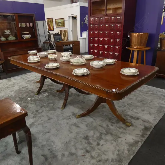 TRIPLE PEDESTAL REGENCY STYLE  BANQUET TABLE