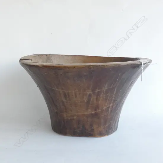 CARVED WOODEN BOWL 400mm dia H.220mm