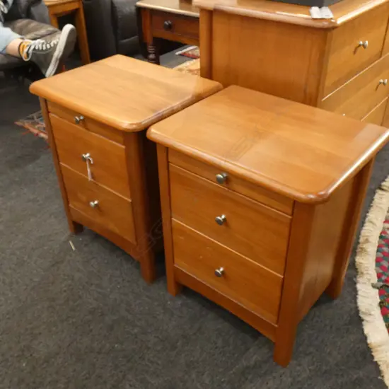 PR RIMU BEDSIDE CABINETS; 3 DRAWERS