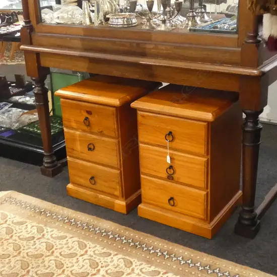 PR WOODEN 3 DRAWER BEDSIDE TABLES