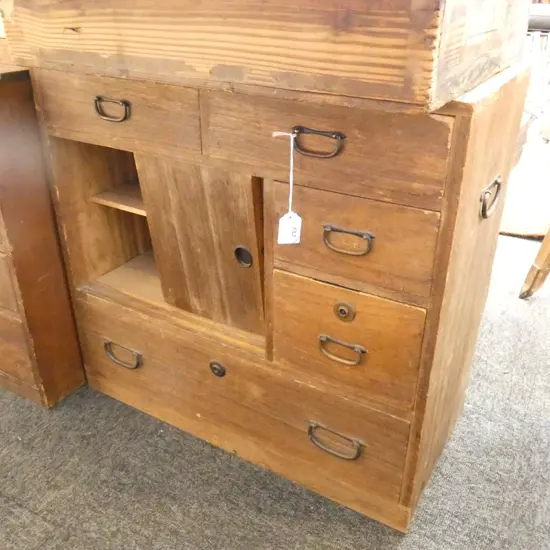 SM VINTAGE JAPANESE KO-DANSU CABINET - 5 DRAWERS /2 SLIDING DOORS 580 X 280 X 540MM