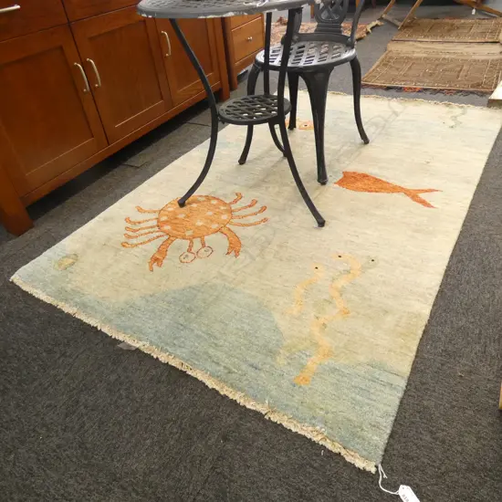 HAND KNOTTED RUG; SEA DESIGN 1.2x1.8M