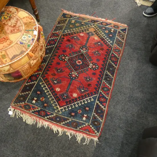 HAND KNOTTED ALL WOOL RUG 1100x740mm