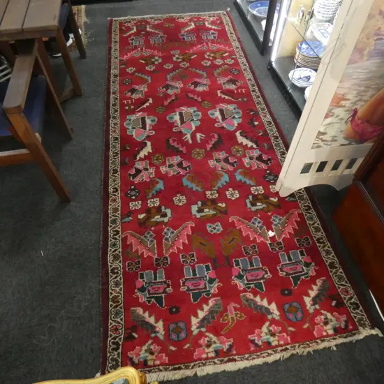 HAND KNOTTED WOOL PILE PERSIAN RUNNER...