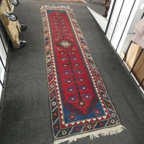 HAND KNOTTED RUNNER WOOL PILE...