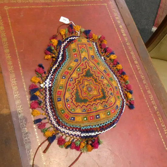 OLD AFGHANI BICYCLE SEAT COVER w. BEADING 