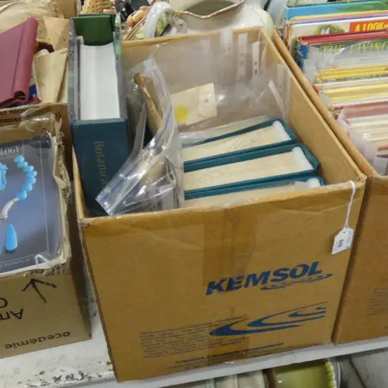 BOX ASST BOOKS INCL VINTAGE CHNS / FISHING MANUALS ETC..