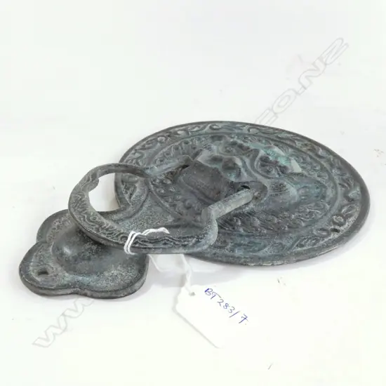 CHINESE BRONZE LION DOOR KNOCKER H.240mm