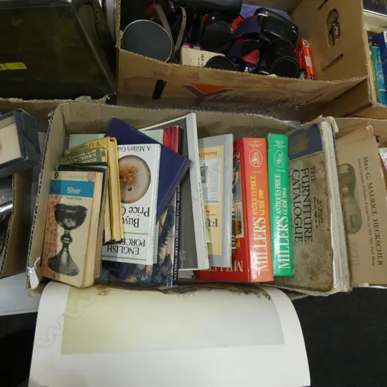 BOX ASST REFERENCE BOOKS; POTTERY / FURNITURE / MILLERS ANTIQUES PRICE GUIDES ETC..