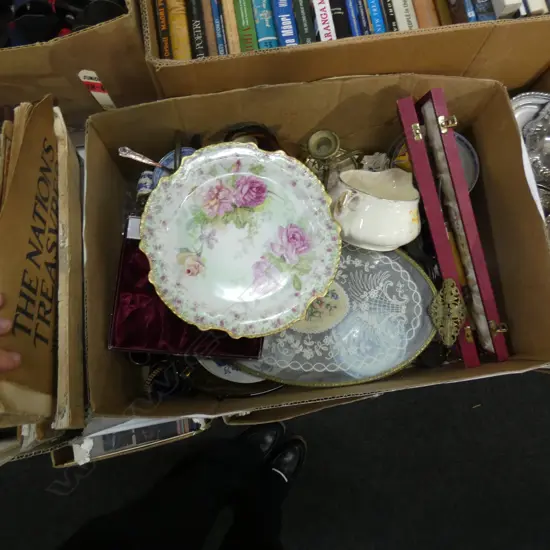 BOX LOT ORIENTAL CHINA, CUTLERY ETC