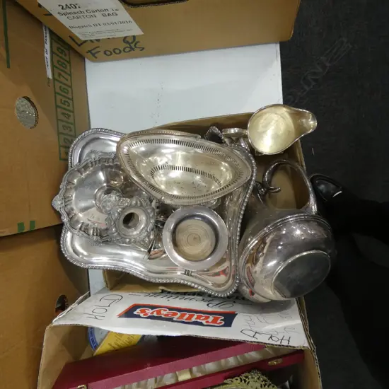 BOX LOT SHEFFIELD SILVER PLATE