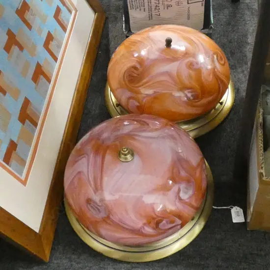 PR GLASS & BRASS LIGHTS 330mm dia