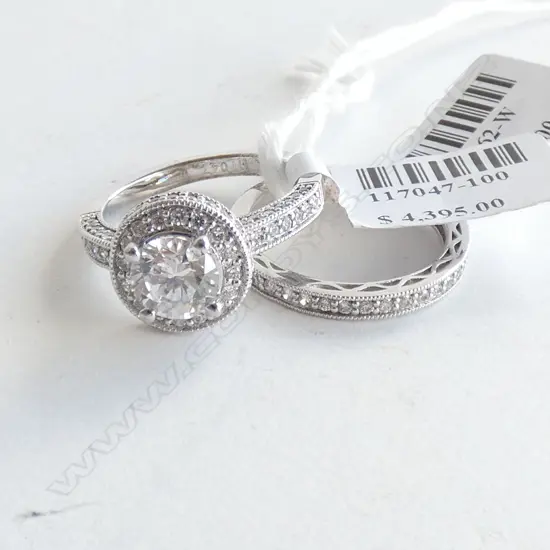 2 SILVER & CZ RINGS; 1 HALO SOLITAIRE & ONE CZ BAND