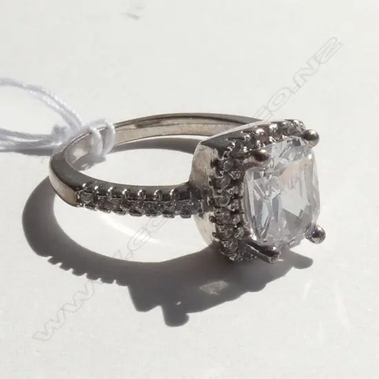 SILVER FAUX PALE STONE DRESS RING