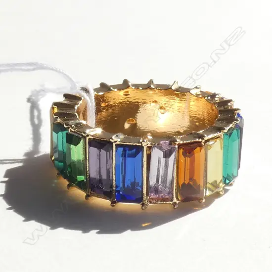 GOLD PLATED MULTI BAGUETTE STONE ETERNITY RING