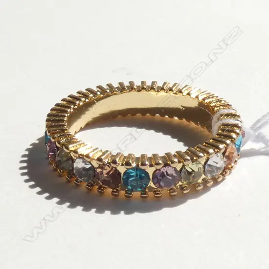 GOLD PLATED SILVER MULTI STONE ETERNITY RING