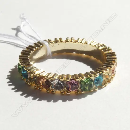 SILVER & MULTI FAUX COLOURED STONE ETERNITY DRESS RING