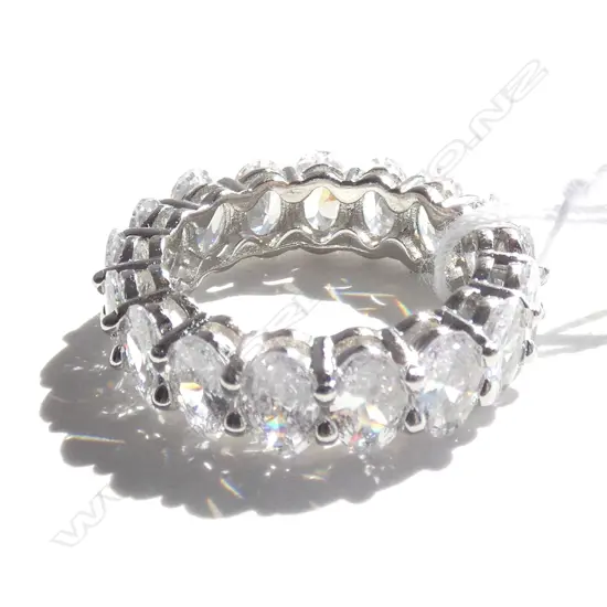 SILVER & MULTI FAUX DIAMOND ETERNITY DRESS RING