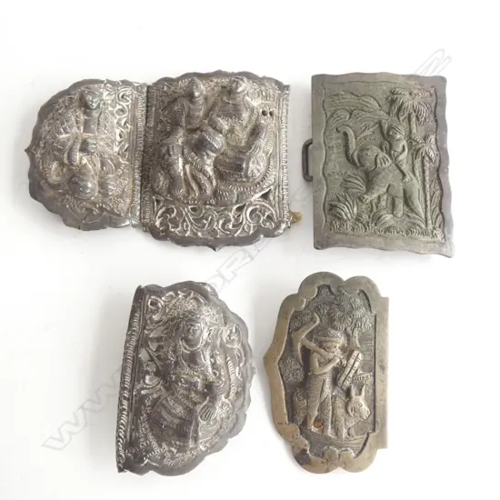 3 PCES BURMESE SILVER METAL JEWELLERY LARGEST BUCKLE 85 GRAMS