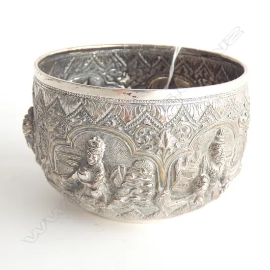 BURMESE SILVER BOWL 105mm dia 248 GRAMS