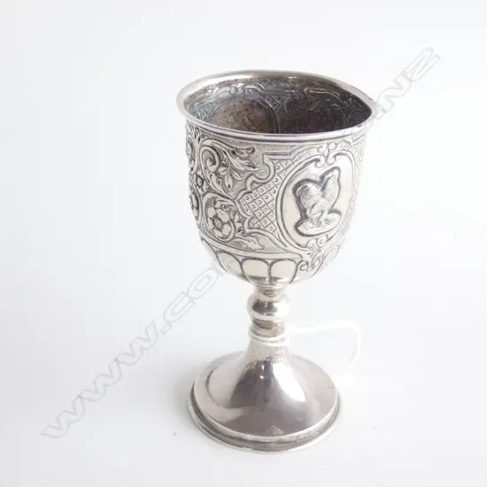 SM STERLING SILVER ENGRAVED STEMMED GOBLET BIRMINGHAM 1919 48GMS