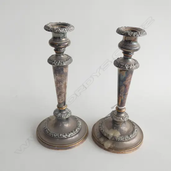PR SHEFFIELD PLATE CANDLESTICKS H.265mm