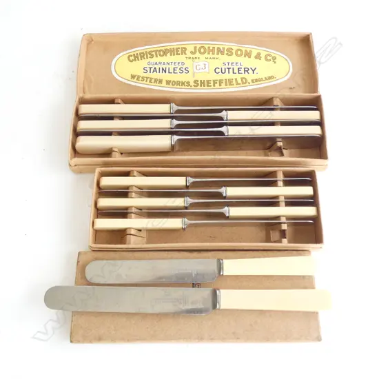 2 BOXED SETS OF 6 'BONE' HANDLED KNIVES