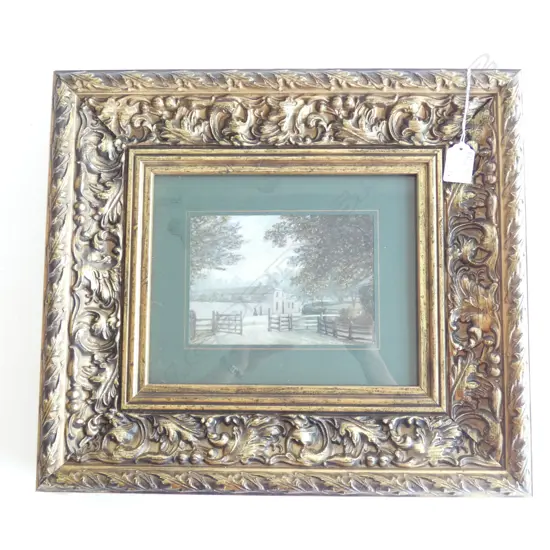 B. P. HOPKINS 'ARMY BARRACKS AT ITYTHE KENT' 1851 GILT FRAME 120x165mm