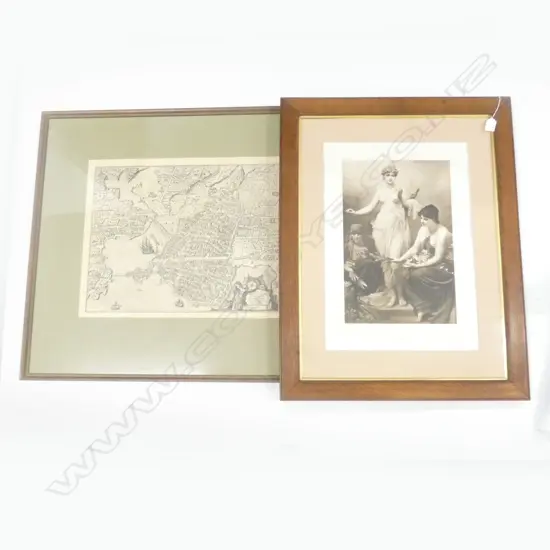 2 LARGE PRINTS; MEDIEVAL TOWN 450x555mm & 'THE FATES' 