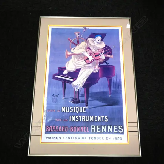 FRENCH CLOWN & PIANO POSTER PRINT 890x570mm